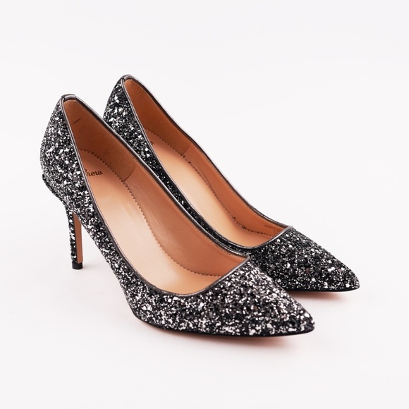 New JCREW Elsie Pumps in Gunmetal Glitter - Picture 2 of 7